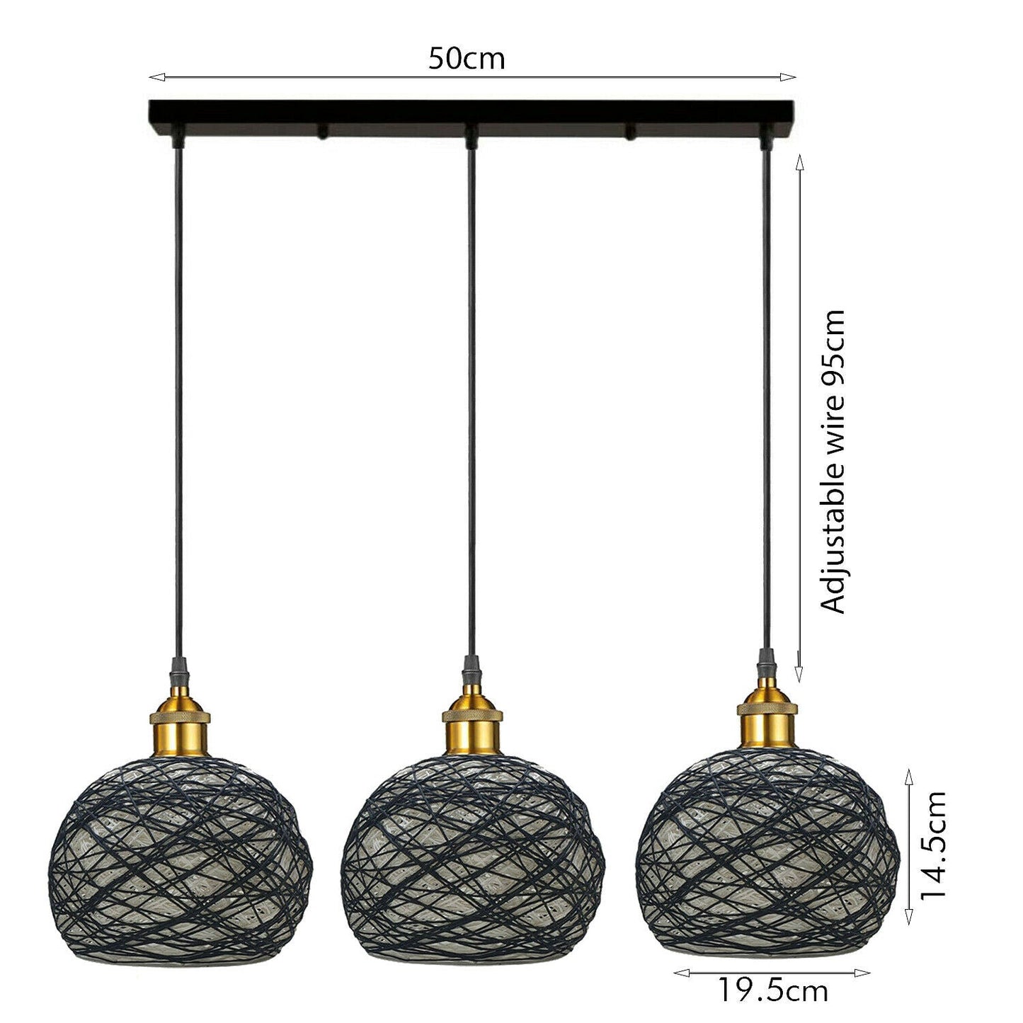 Vintage Wicker Globe Pendant Light