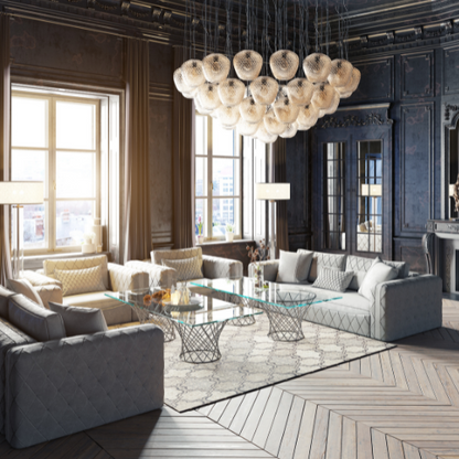 Copenhagen Crystal- Clustered Glass Pendant Chandelier