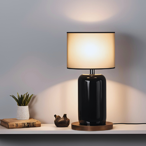 Opal Noir - Black Ceramic Table Lamp