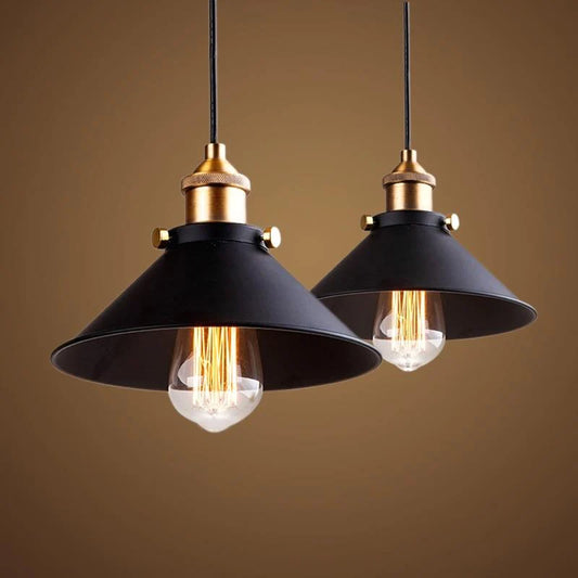 Vintage Black and Gold Pendant Light (Set of 2)